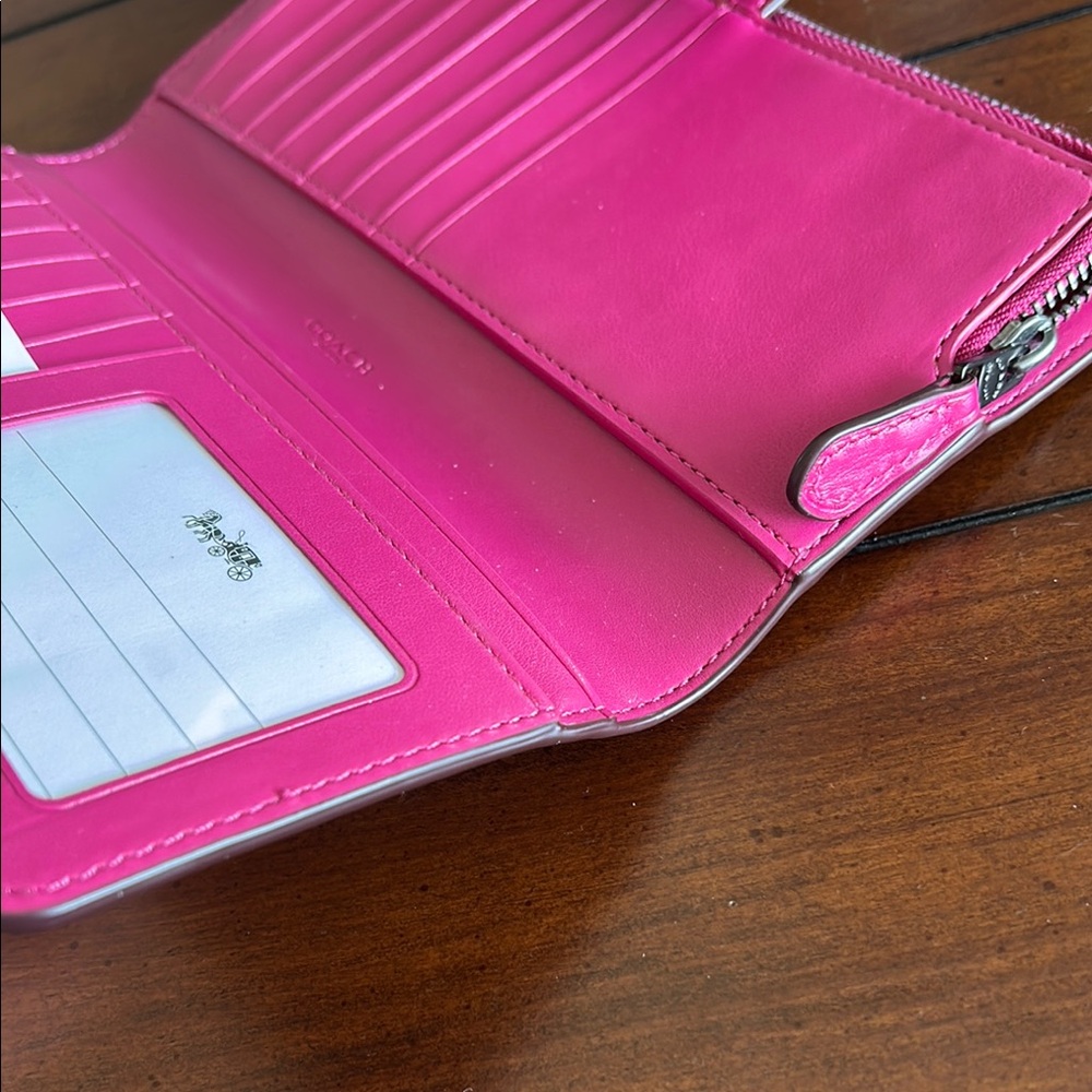 Coach Smooth Leather Fuchsia Women's Wallet - Picture 11 of 16